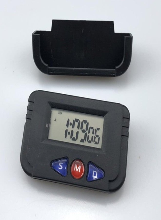 PulGos ساعة PulGos الرقمية بشاشة LCD للتقويم والوقت، مناسبة للسيارة والمكتب - 6.4 × 4 سم، لون أسود، مؤقت محمول مع منبه وساعة توقيت - ساعة متعددة الوظائف للاستخدام في المكتب والسيارة والسفر - Image 2